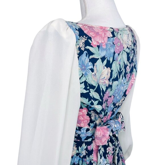 Vintage 80s Womens Floral Granny Cottagecore Sheer Sleeve Dress X-Small / Small - Picture 9 of 13